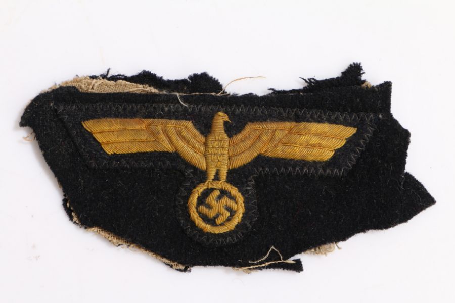 German Third Reich Kriegsmarine officers breast eagle, very fine embroidered eagle on blue cloth, - Image 2 of 3