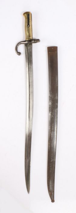 French Second Empire period 1866 Pattern Chassepot Bayonet made at the Impériale de Tulle Arsenal,