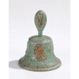 Second World War commemorative metal bell with 'V' for Victory emblem on the handle, the main body