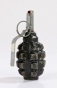 Soviet F-1 Anti Personnel Fragmentation Grenade, safety lever and pin present, base cap dated 4/