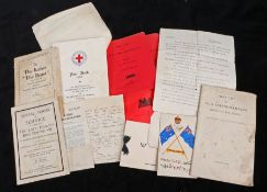 Collection of military ephemera including, letter dated 19/12/1912 from the Department of Militia