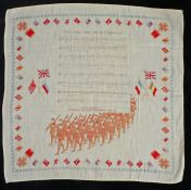 First World War patriotic handkerchief, the music and words to 'Its a Long Way to Tipperary' above