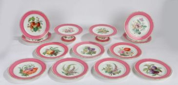 Late 19th Century Lerosey porcelain service, with two tazza stands and eleven plates each with