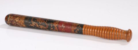 Victorian painted truncheon, with Crowned V.R. crest above a cartouche inscribed "CONSTABLE", with
