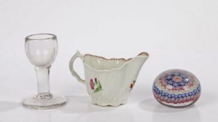 Late 18th Century glass, with a small bowl above a wide stem and circular foot with pontil mark, 9cm