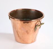 19th Century copper and brass bucket, the tapering copper body with brass handles, 22cm high, 29cm