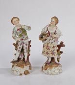 Pair of German Triebner Ens & Co porcelain figures, a gentleman and lady, the gentleman holding