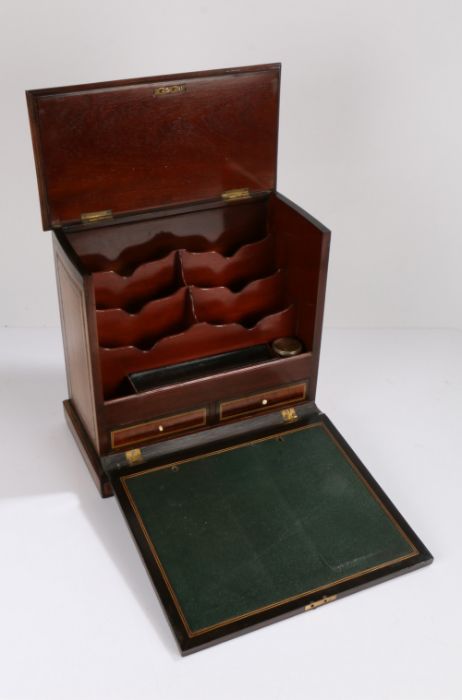 Victorian marquetry inlaid fall front writing cabinet, with hinged lid and dummy cupboard door - Image 2 of 2