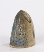 19th Century fish stirrup cup, modelled and polychrome painted as a trout, 10cm high