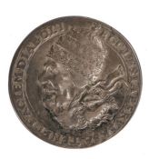 George Bower, 1678, 17th Century medallion with the bust of Sir Edmundbury Godfrey, right, hair