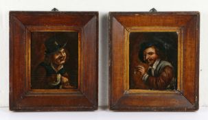 Follower of David Teniers The Younger, (1610-1690) Two portraits, the first of a man smoking a