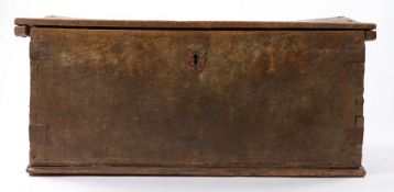 16th Century Spanish chestnut boarded chest, with a hinged lid, with dovetail construction and