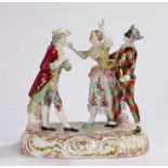 Late 19th Century French porcelain figural group, depicting in polychrome a dramatical scene,