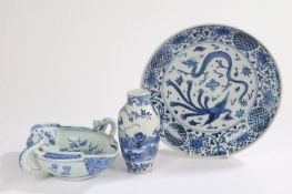 Chinese porcelain, to include a Chinese blue and white vase decorated with a tiger stalking