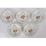 Set of five 19th Century Meissen porcelain plates, circa 1850, each polychrome painted with