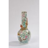 Chinese famille rose porcelain vase, 19th Century, decorated with flowers, butterflies and birds and