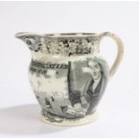 Mid 19th Century Staffordshire pottery commemorative jug, 'Richard Oastler, The Friend of the Poor',