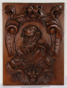 Set of four 19th Century carved oak panels, probably Belgium, carved as Matthew, Mark, Luke and