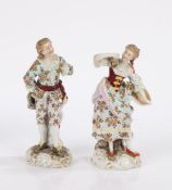 Pair of German Triebner Ens & Co porcelain figures, a gentleman and lady with confirming foliate