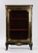 A good French ebonised and boulle work pier cabinet, the rectangular top above a glazed door