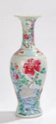 Chinese famille rose porcelain vase, 19th Century, with a peony above a bird in a stream, double