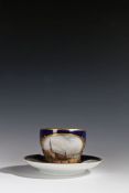 Fine and rare 19th Century Russian Popov Factory porcelain cup and saucer, circa 1850, the oversized