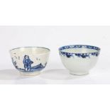 Two 18th Century Liverpool porcelain tea bowls, the first example John & Jane Pennington decoarted