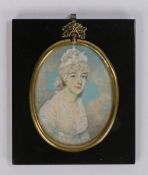 Attributed to George Place (1755-c.1805), 18th Century portrait miniature, of a lady dressed in