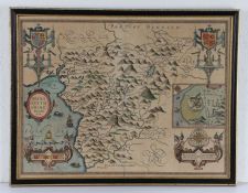 John Speed, (1552-1629) Merionethshire, hand coloured map dated 1610, sold in  the Popes Head