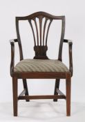George III style mahogany child's armchair, the arched top rail with a pierced splat above the