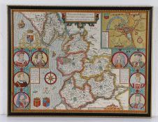 John Speed (1552-1629) The Countie Pallatine of Lancaster Described and Divided into Hundreds, 1610,