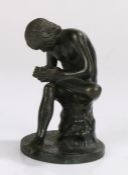 19th Century Grand Tour bronze, Spinario or boy with thorn, 10cm high