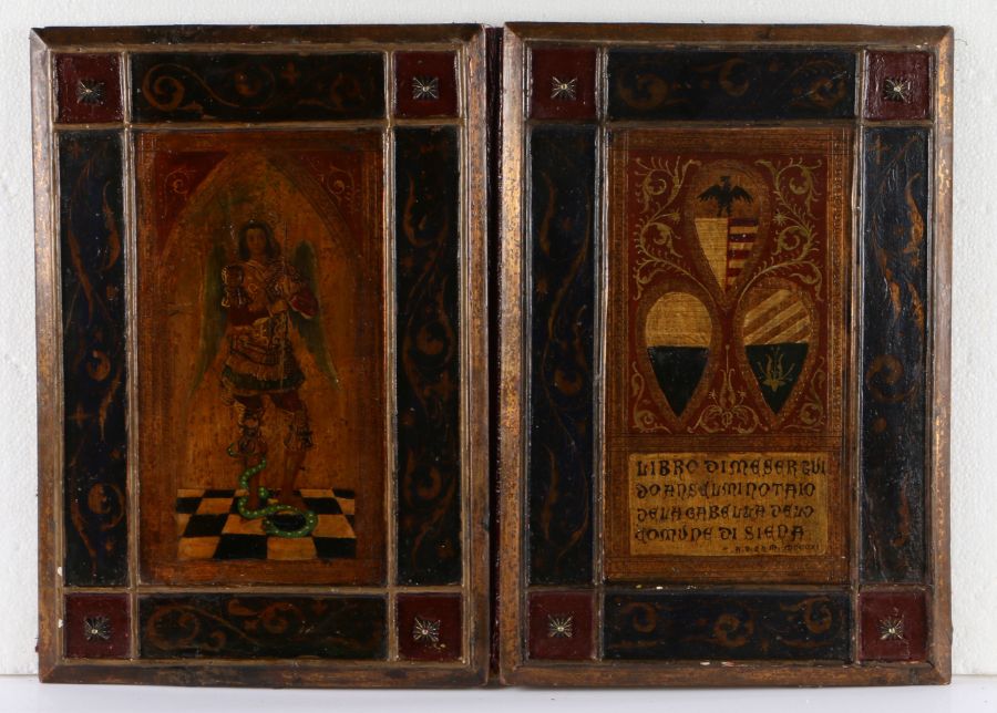 Gothic revival binding, the polychrome painted binding dated 1311 with a Medieval design of - Image 2 of 2