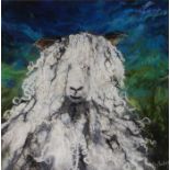 Moy Mackay (Scottish, b.1966) Lincoln Longwool, stitched signature, felted merino wool, 54cm x 54cm.