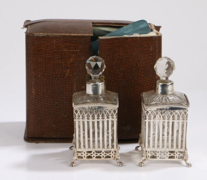 Pair of George V silver mounted clear glass decanters, Birmingham 1923, maker S Blanckensee & Son - Image 2 of 2
