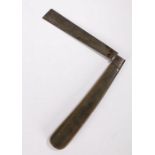 Rare and large 19th Century English whale blubber flensing knife, the large steel folding blade with