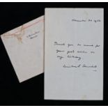 Winston Churchill, a facsimile letter dated November 30 1950 "Thank you so much for your good wishes