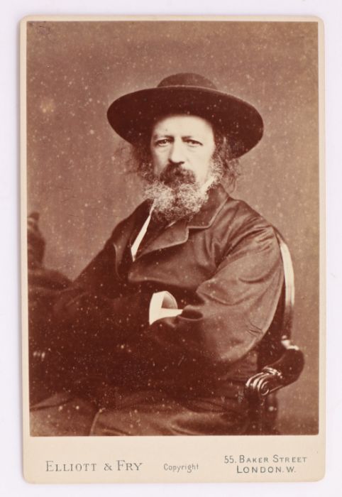 Alfred Lord Tennyson, cabinet card by Elliott & Fry 55. Baker Street London, 11cm x 17cm