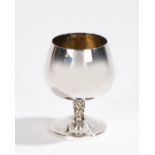 Elizabeth II silver goblet, Sheffield marks rubbed, maker Pinder Brothers, the plain bowl above an