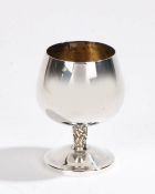 Elizabeth II silver goblet, Sheffield marks rubbed, maker Pinder Brothers, the plain bowl above an