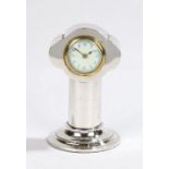 Art Nouveau silver desk timepiece, Birmingham 1908, maker Henry Clifford David, the shaped case