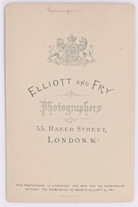 Alfred Lord Tennyson, cabinet card by Elliott & Fry 55. Baker Street London, 11cm x 17cm - Image 2 of 2