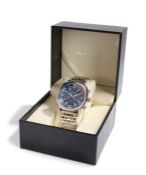 Swan & Edgar London gentleman's stainless steel wristwatch, the signed blue dial with baton markers,