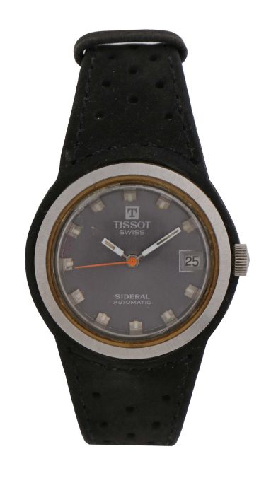 Tissot Sideral fibreglass gentleman's wristwatch, the signed grey dial with square markers and