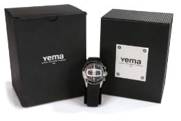 Yema Rallygraf gentleman's stainless steel wristwatch, model no. YMHF1477C, circa 2020, the signed