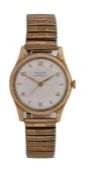 Tissot Antimagnetic 9 carat gold gentleman's wristwatch, the signed white dial with Arabic and