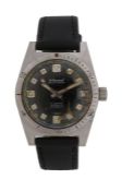 Le Cheminant Master Mariner gentleman's stainless steel wristwatch, the signed black dial with
