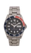 Seiko gentleman's stainless steel divers watch, model ref. 7S26-0040, the signed black dial with