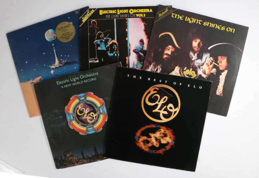 5 x ELO LPs. Time (JET LP 236). A New World Record (UAG30017), laminted embossed sleeve. The Light