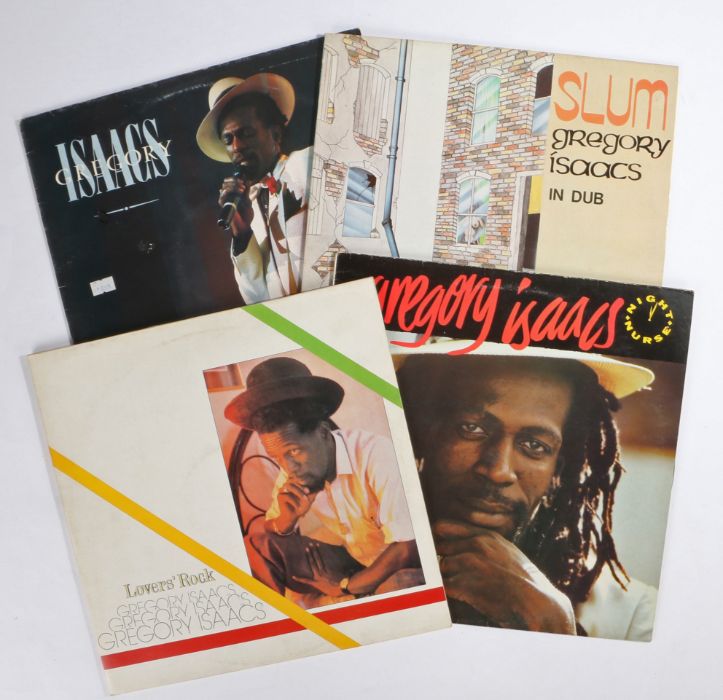 4 x Gregory Isaacs LPs. Night Nurse (ILPS 9721). Lovers Rock (PRED 10), 2-LP set, gatefold sleeve.